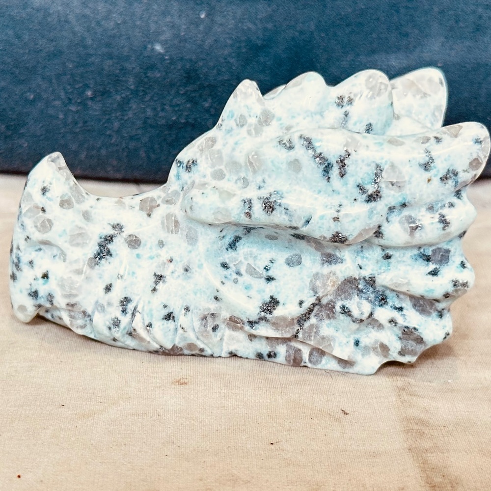 Kiwi Jasper Dragon Head Carving Hand Carved Crystal Sculpture aka Sesame Jasper